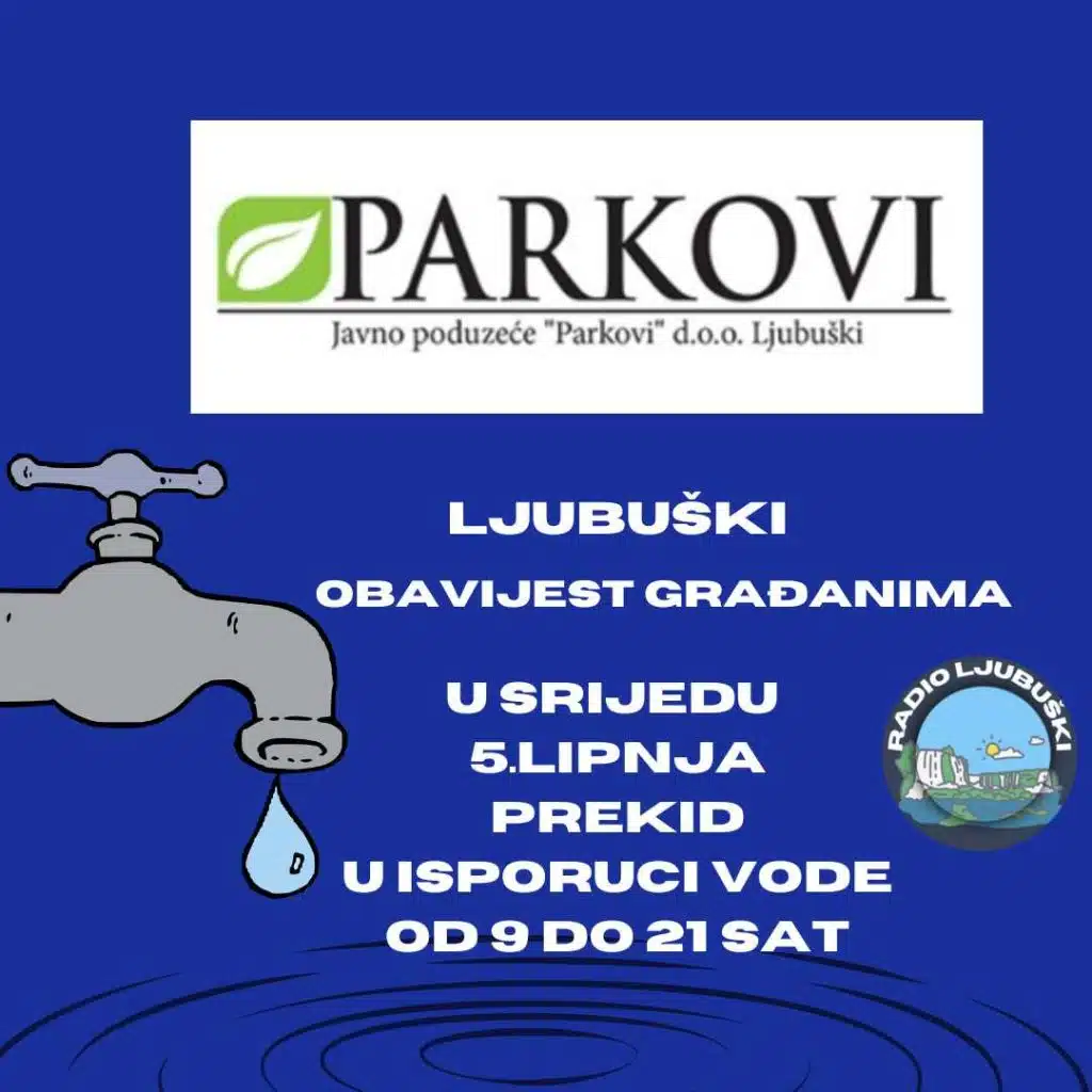 Obavijest građanima: U srijedu će doći do prekida u isporuci vode