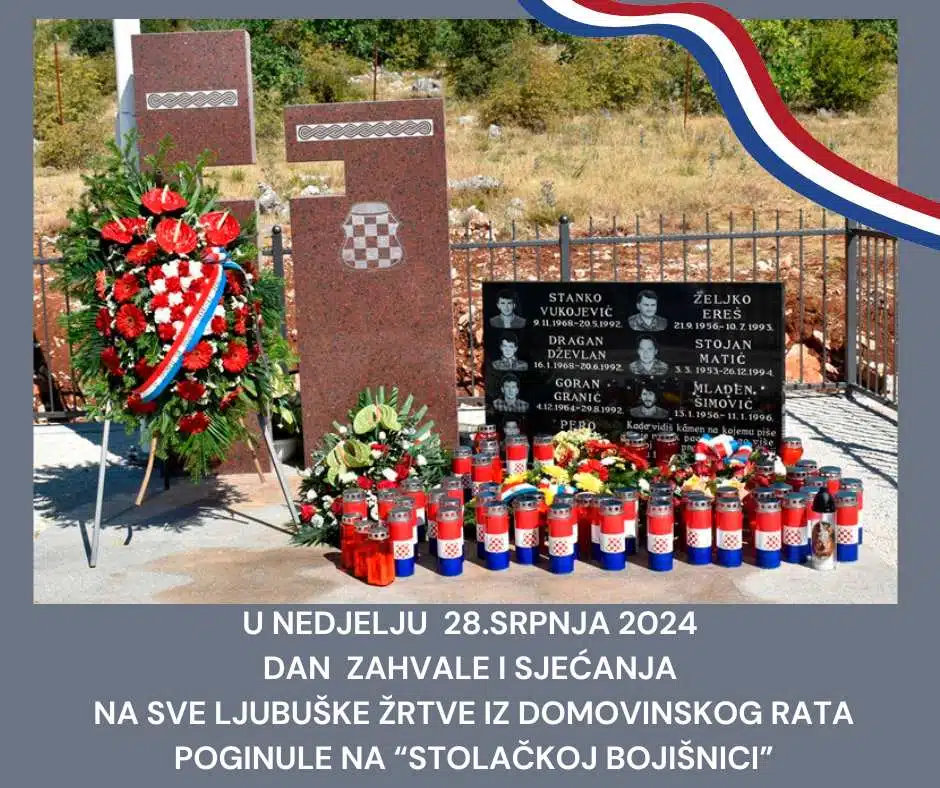 Dan zahvale i sjećanja na ljubuške žrtve iz Domovinskog rata poginule na Stolačkoj bojišnici obilježen u nedjelju 28.7.