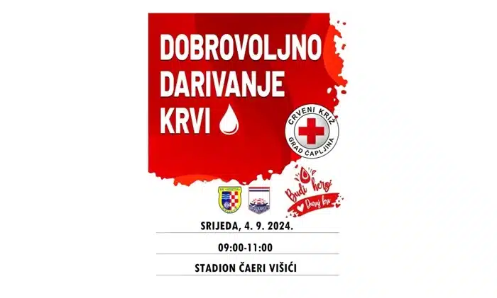 Akcija dragovoljnog darivanja krvi u Višićima u srijedu, 4. rujna