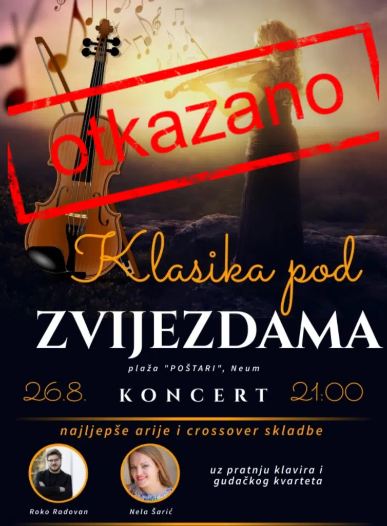 Koncert “Klasika pod zvijezdama” otkazan zbog Dana žalosti.