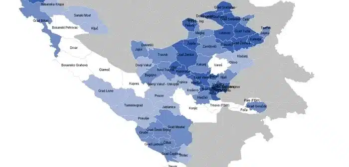 Pogledajte gdje se općine nalaze po stepenu razvijenosti u Federaciji Bosne i Hercegovine.