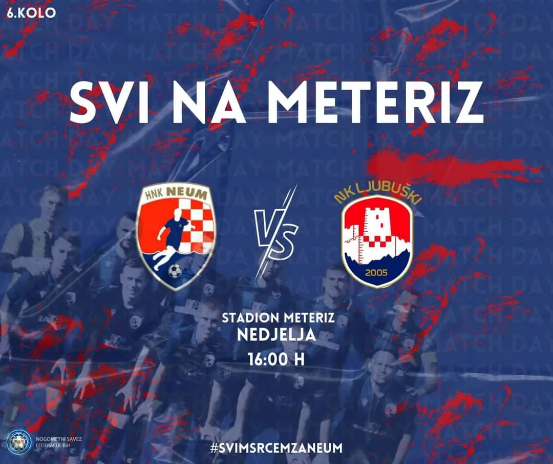 NAJAVA: Fudbalski klub HNK Neum će u nedjelju ugostiti HNK Ljubuški