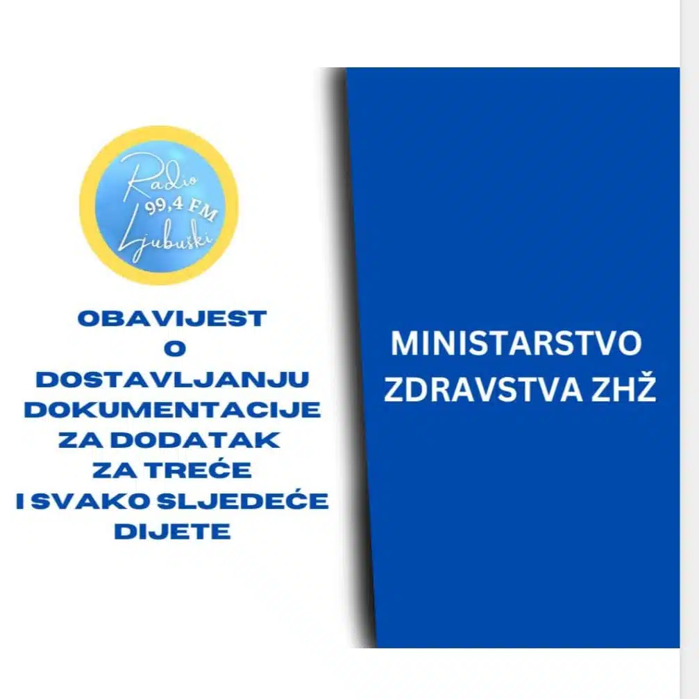 Obavijest o podnošenju dokumentacije za dodatak za treće i naredno dijete