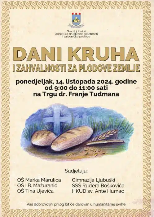 Najava: Obilježavanje Dana kruha i zahvalnosti za plodove zemlje