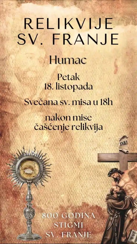 Humac: “Izložba relikvija krvi sv. Franje Asiškog u petak”