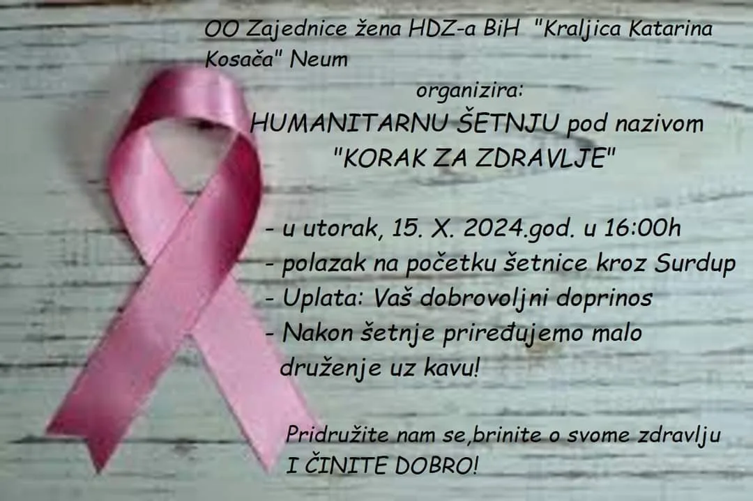 NAJAVA: Planirana humanitarna šetnja pod nazivom “Korak za zdravlje”