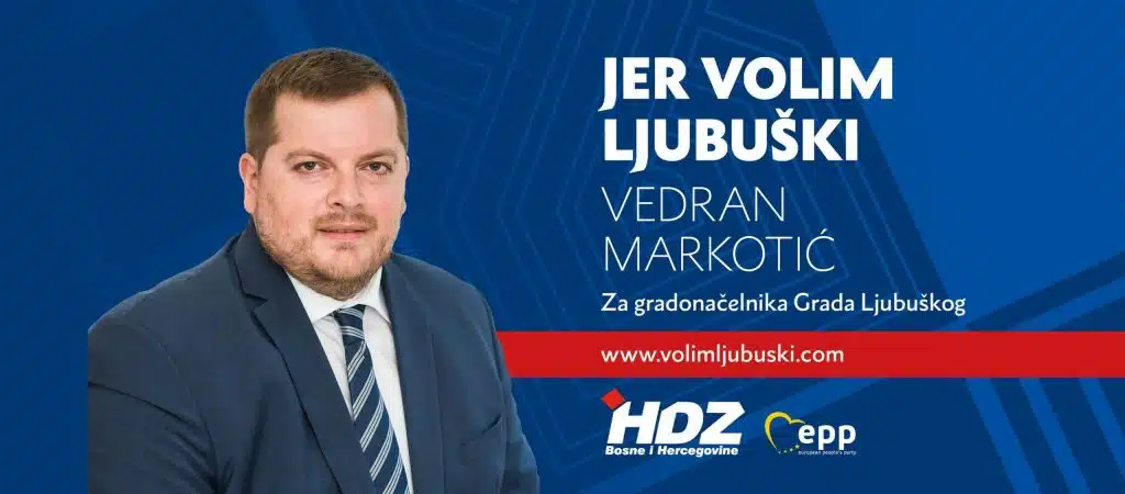 Vedran Markotić ostaje gradonačelnik Ljubuškog uz stopostotnu podršku od preko 11 tisuća glasova.