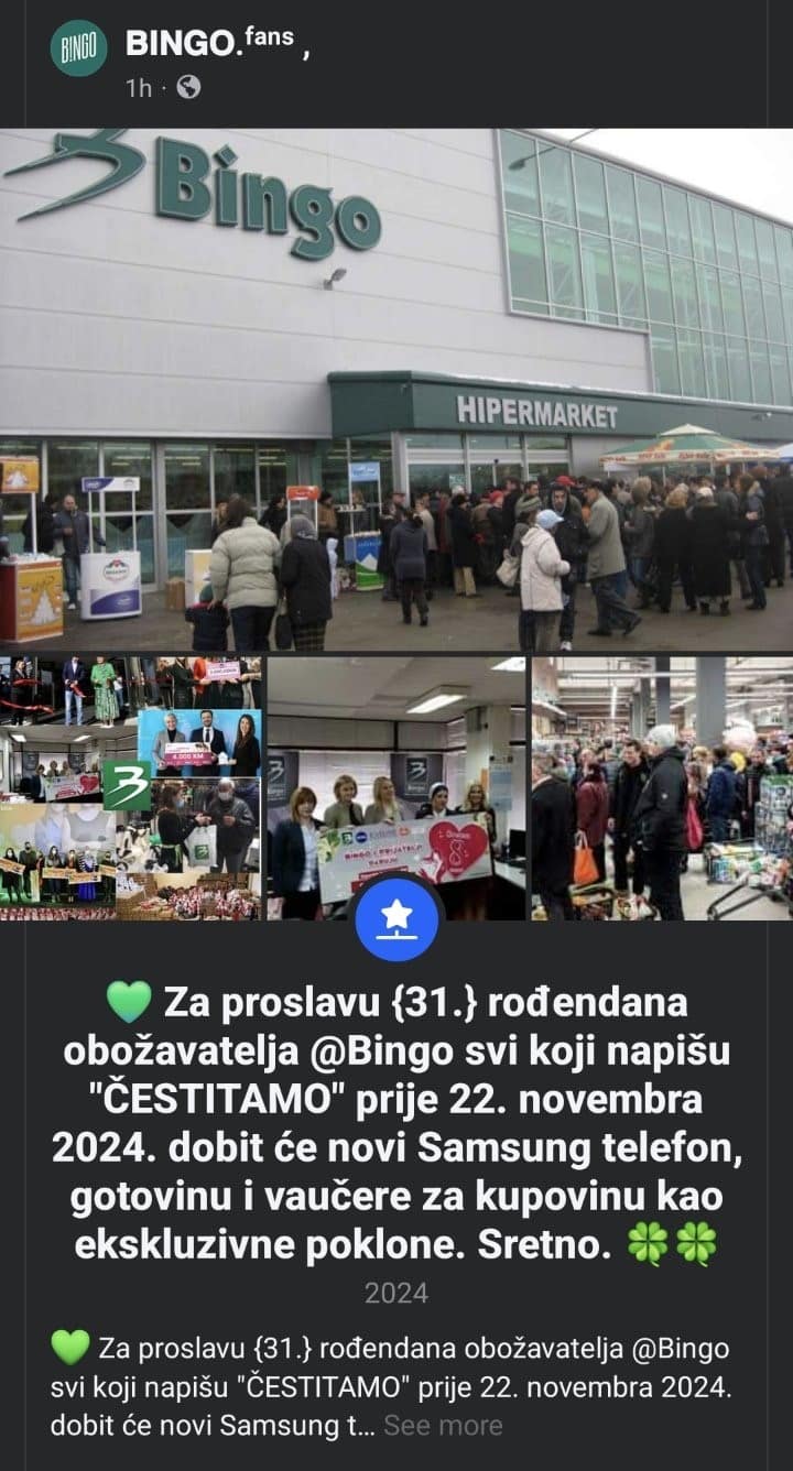 Raste broj lažnih Bingo nagradnih igara na društvenim mrežama, građani pozvani na oprez! Raste broj lažnih Bingo nagradnih igara na društvenim mrežama, građani pozvani na oprez!