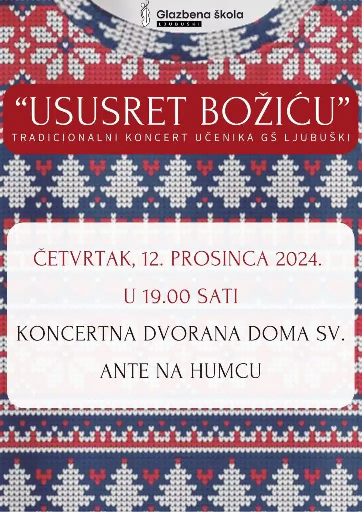 Tradicionalni božićni koncert učenika Glazbene škole Ljubuški