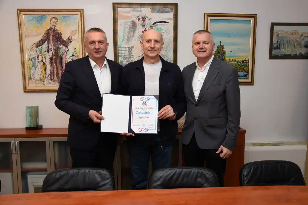 Općini Čitluk dodijeljena zahvalnica za potporu radu HKUD Brotnjo
