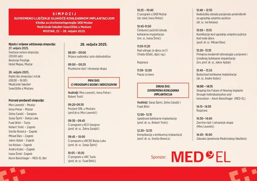 Najavljujemo simpozij “Suvremeno liječenje kohlearnom implantacijom” – Sveučilišna klinička bolnica Mostar
