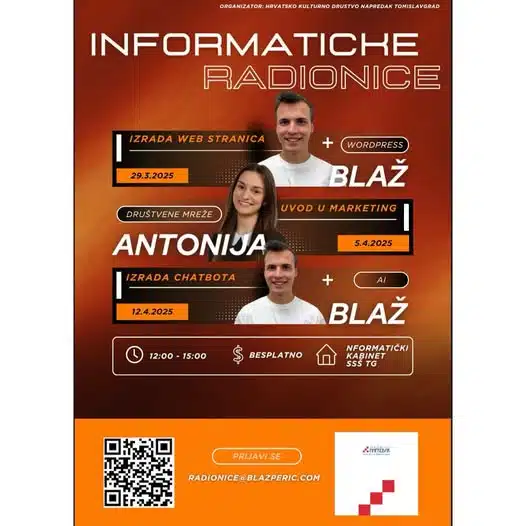 INFORMATIČKE radionice u Tomislavgradu: naučite izradu web stranica, digitalni marketing i AI chatbote!