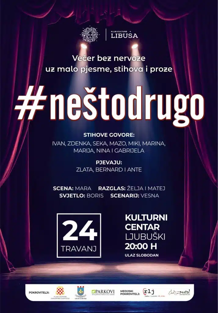 Ljubuški danas domaćin poetsko-glazbene večeri pod nazivom #neštodrugo