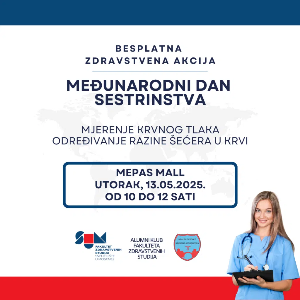 NAJAVA: Uz Međunarodni dan sestrinstva Fakultet zdravstvenih studija organizira besplatnu preventivnu akciju u Mepas Mallu