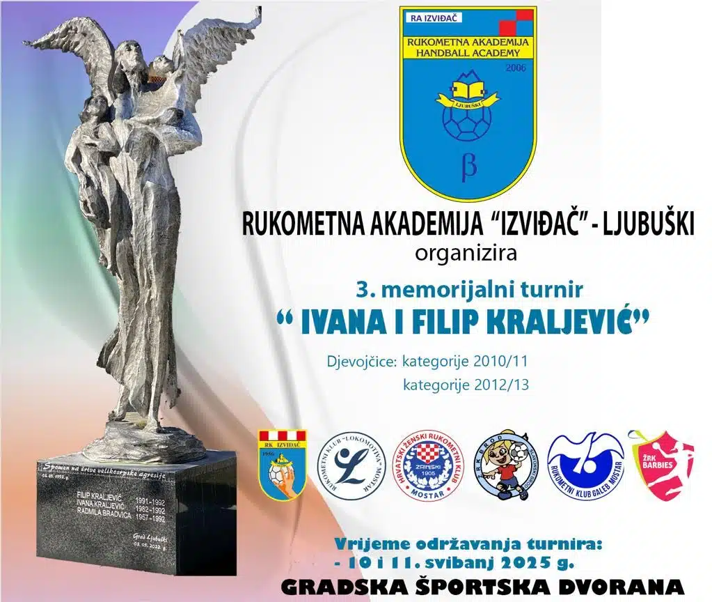 U subotu i nedjelju 3. Memorijalni međunarodni rukometni turnir „Ivana i Filip Kraljević“ 2025. godine