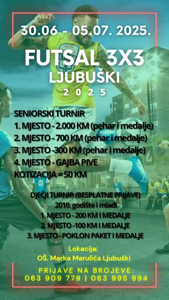 Danas počinje 5. Futsal 3×3 Ljubuški – 84 ekipe i više od 400 igrača