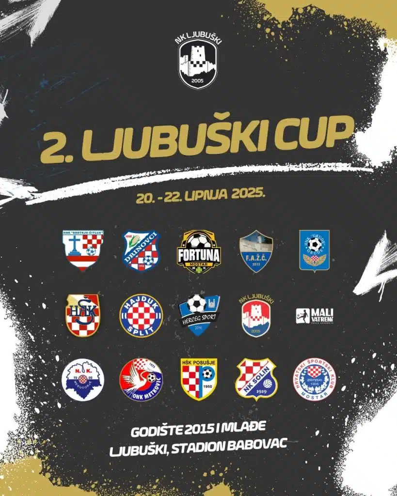 “2.LJUBUŠKI CUP 2025.” od 20. do 22. lipnja na stadionu Babovac
