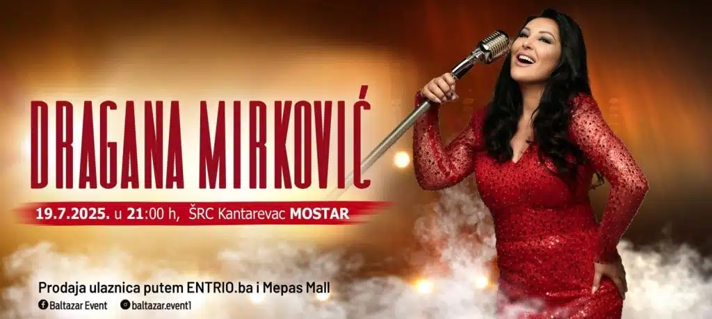 Mostar spreman za koncert Dragane Mirković: Velika regionalna zvijezda slavi 40 godina na sceni 19.7. na stadionu Kantarevac