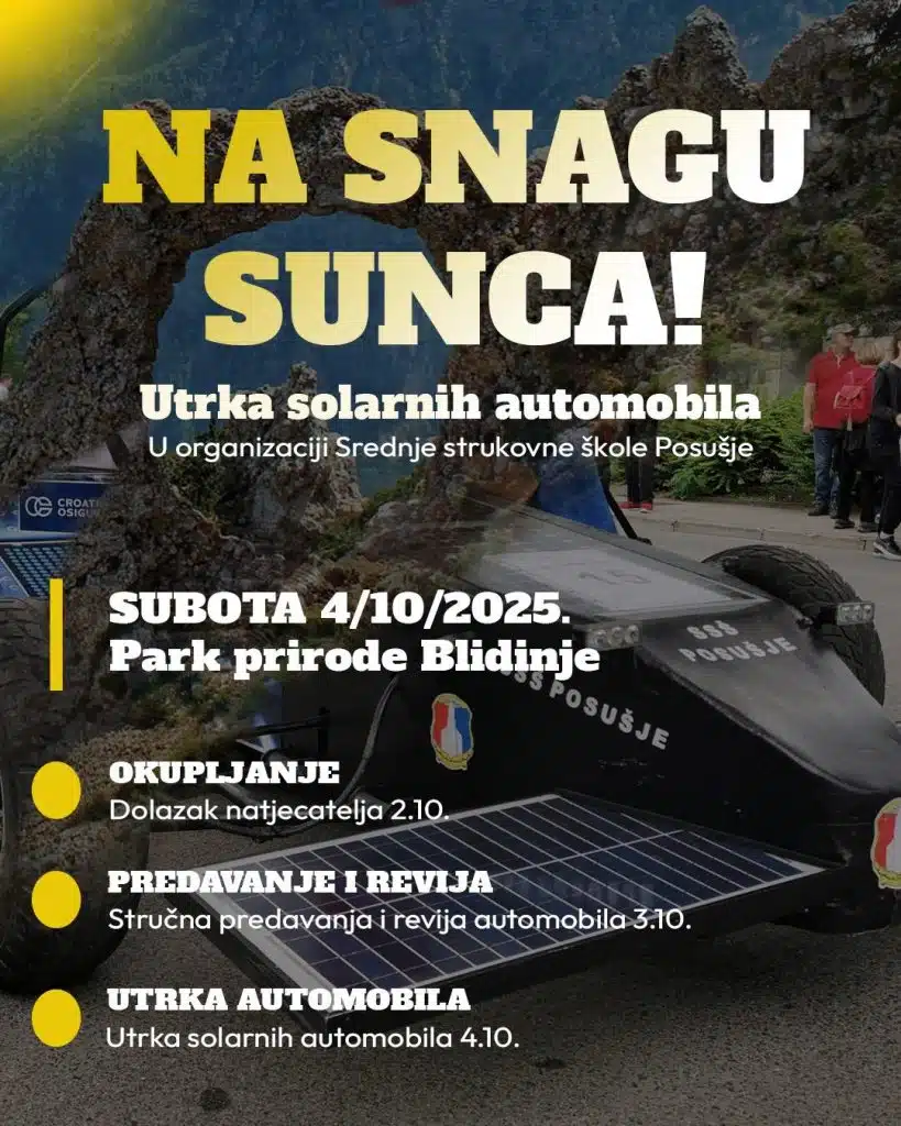 SSŠ Posušje organizira utrku solarnih automobila na Blidinju
