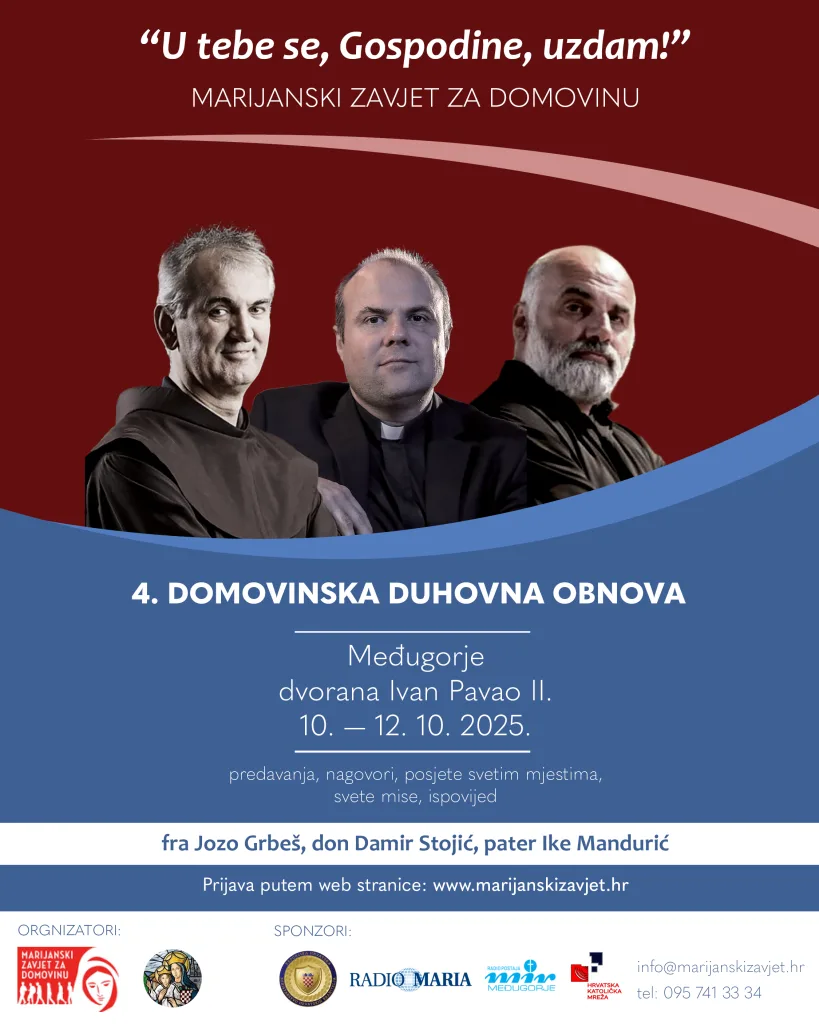 Marijanski zavjet za Domovinu – Domovinska duhovna obnova obnova održat će se u Međugorju