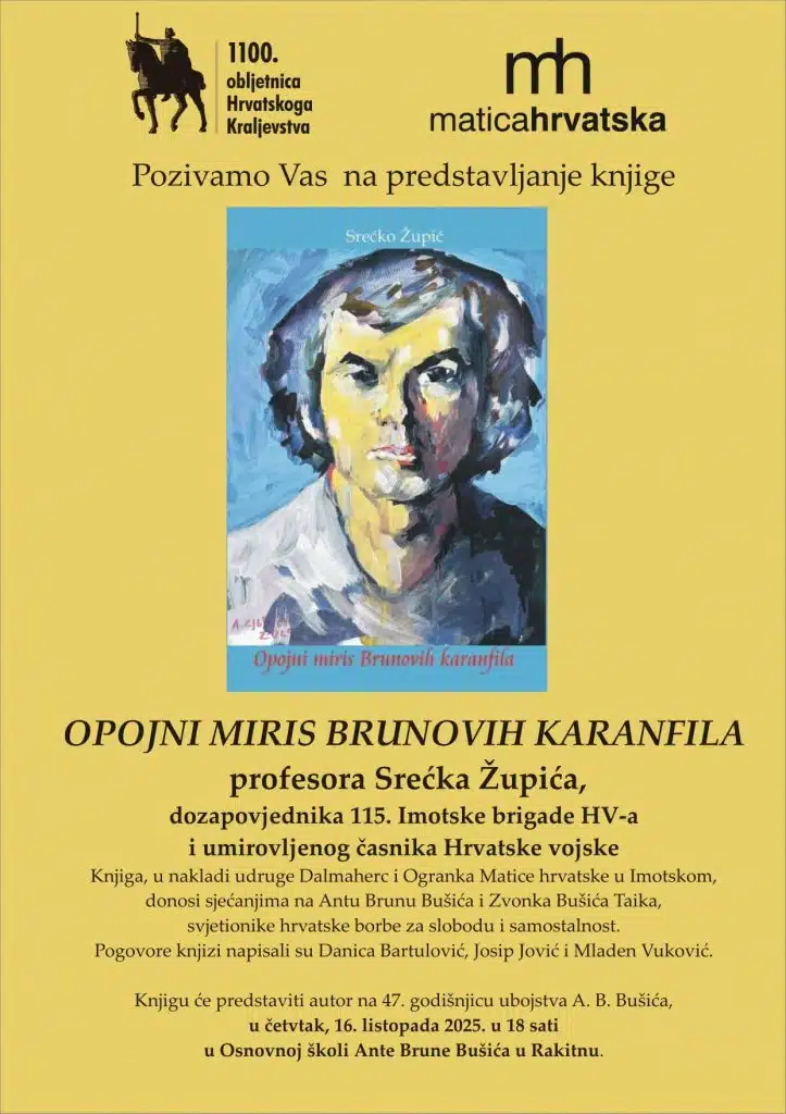 Predstavljanje knjige „Opojni miris Brunovih karanfila“ profesora Srećka Župića u Rakitnu