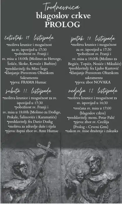 Blagoslov crkve sv. Franje u Prologu u nedjelju, 12. listopada