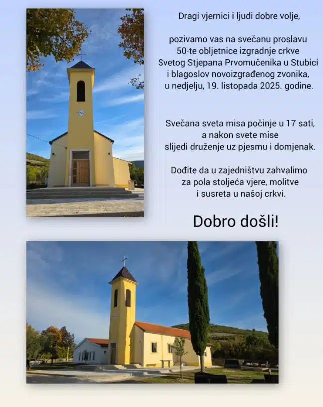U Stubici danas proslava 50 godina od izgradnje crkve i blagoslov novog zvonika