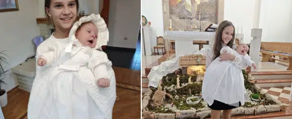 Dvanaestogodišnja Gabrijela iz Rakitna sestri isplela haljinu za krštenje