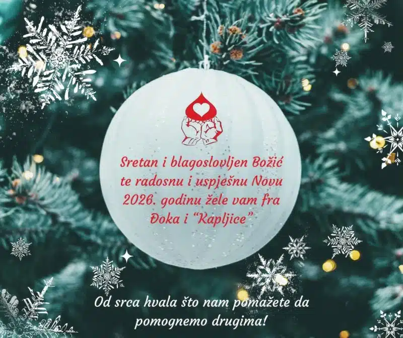 Božićna čestitka i zahvala duhovno-humanitarne udruge Kap ljubavi