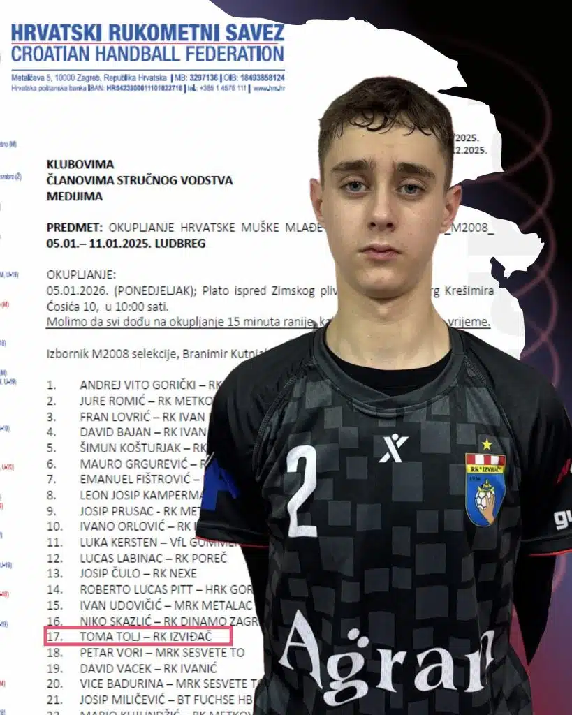 Toma Tolj član RK Izviđač Agram dobio poziv za juniorsku reprezentaciju Hrvatske