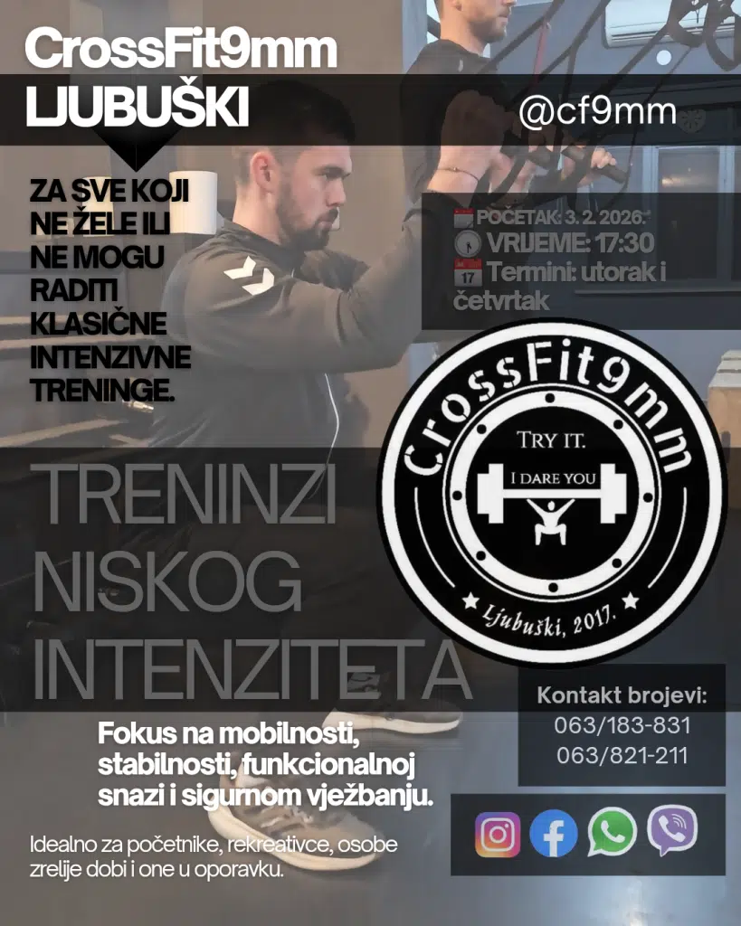 Novi program u CrossFit9mm Ljubuški: Treninzi niskog intenziteta za sve uzraste