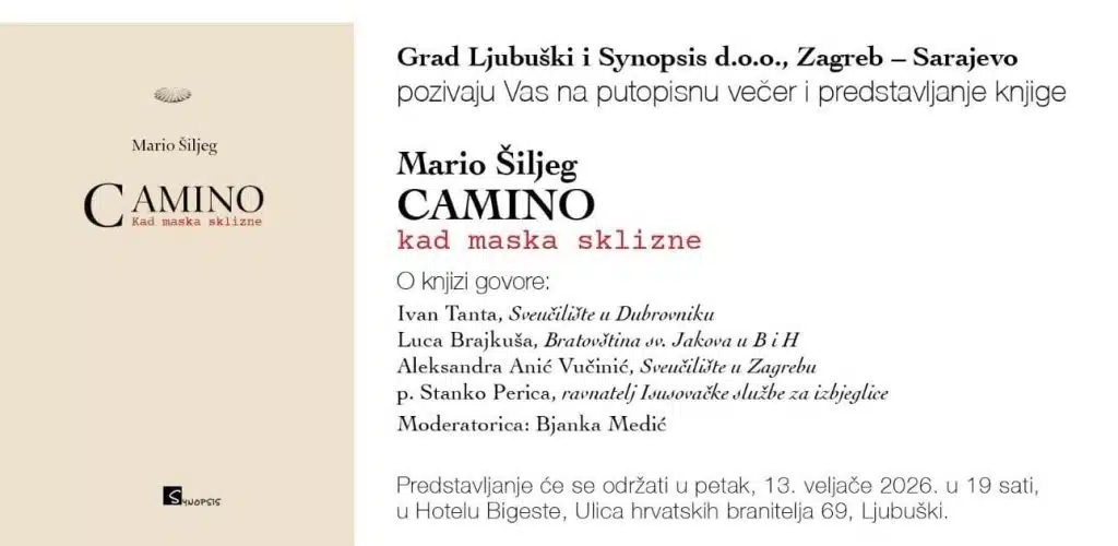 Putopisna večer 13.veljače u Ljubuškom: Predstavljanje knjige Marija Šiljega „Camino – kad maska sklizne”