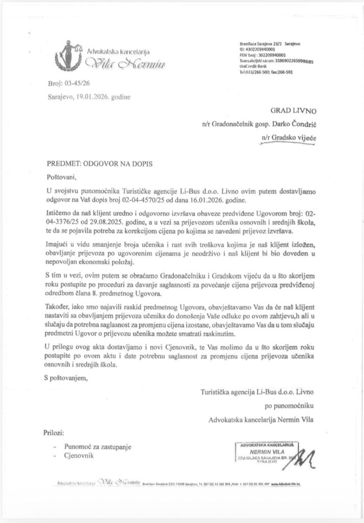 Ostaje li Livno bez prijevoznika učenika: Li-bus postavio ultimatum Gradu Livnu