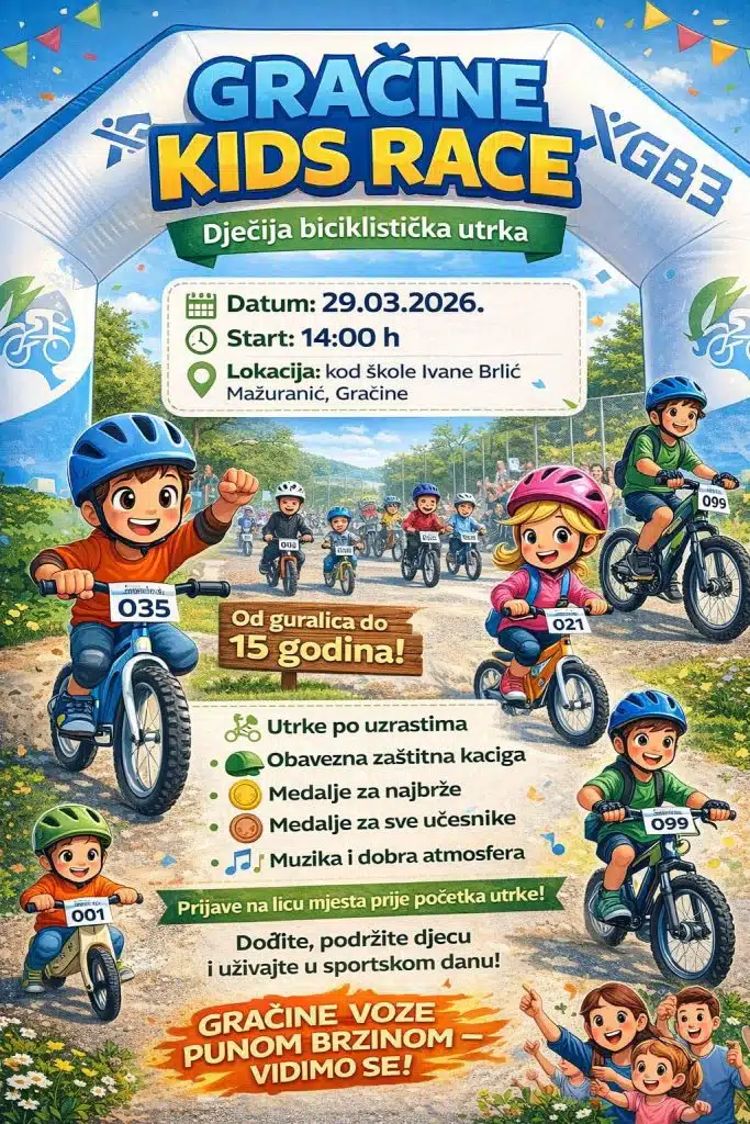 Gračine Kids Race: Dječja biciklistička utrka 29. ožujka u Ljubuškom