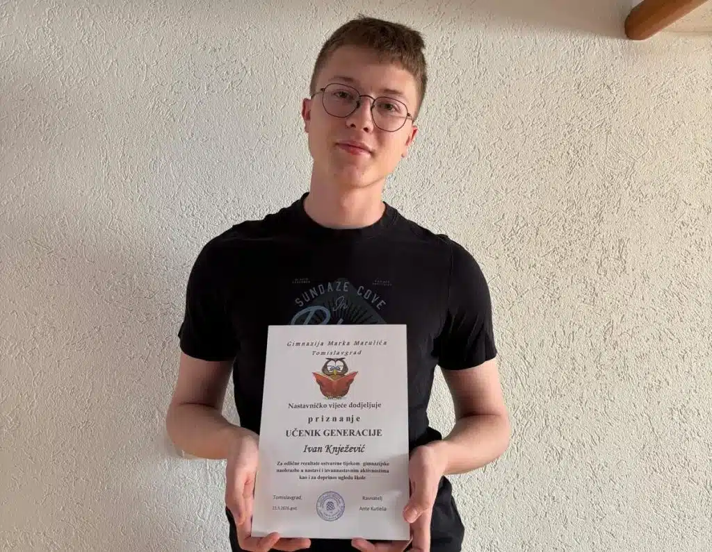 Ivan Knježević učenik generacije u Gimnaziji Marka Marulića Tomislavgrad