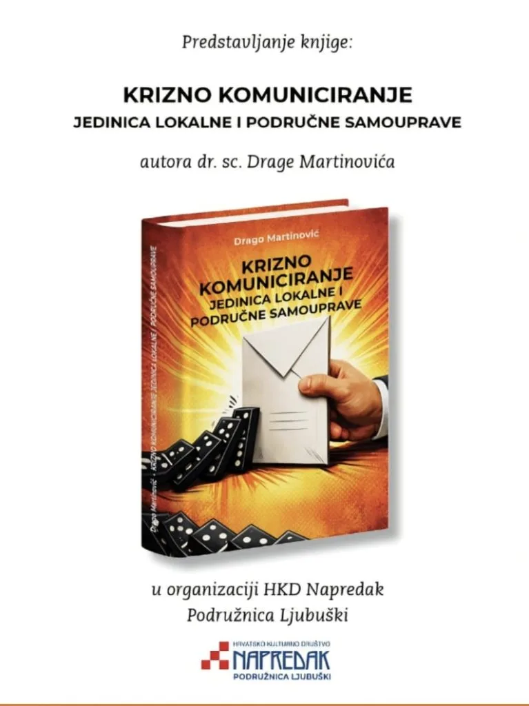 Predstavljanje knjige „Krizno komuniciranje jedinica lokalne i područne samouprave“ u petak u Ljubuškom