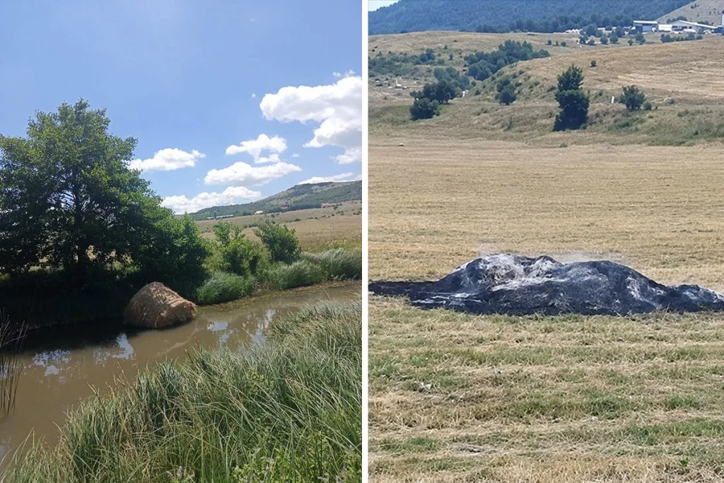 U Šujici zapalili bale sijena, dio bacili u rijeku: Vlasnik nudi 5.000 KM za informacije