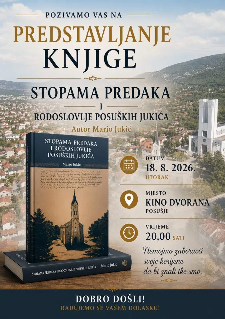 Posušje dobiva knjigu o rodoslovlju Jukića: Predstavljanje 18. kolovoza u Kinodvorani