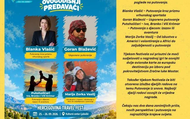 Hercegovina Travel Fest stiže u Ljubuški 25. i 26. rujna: Četiri putopisne priče, izložba i nagradna igra za posjetitelje