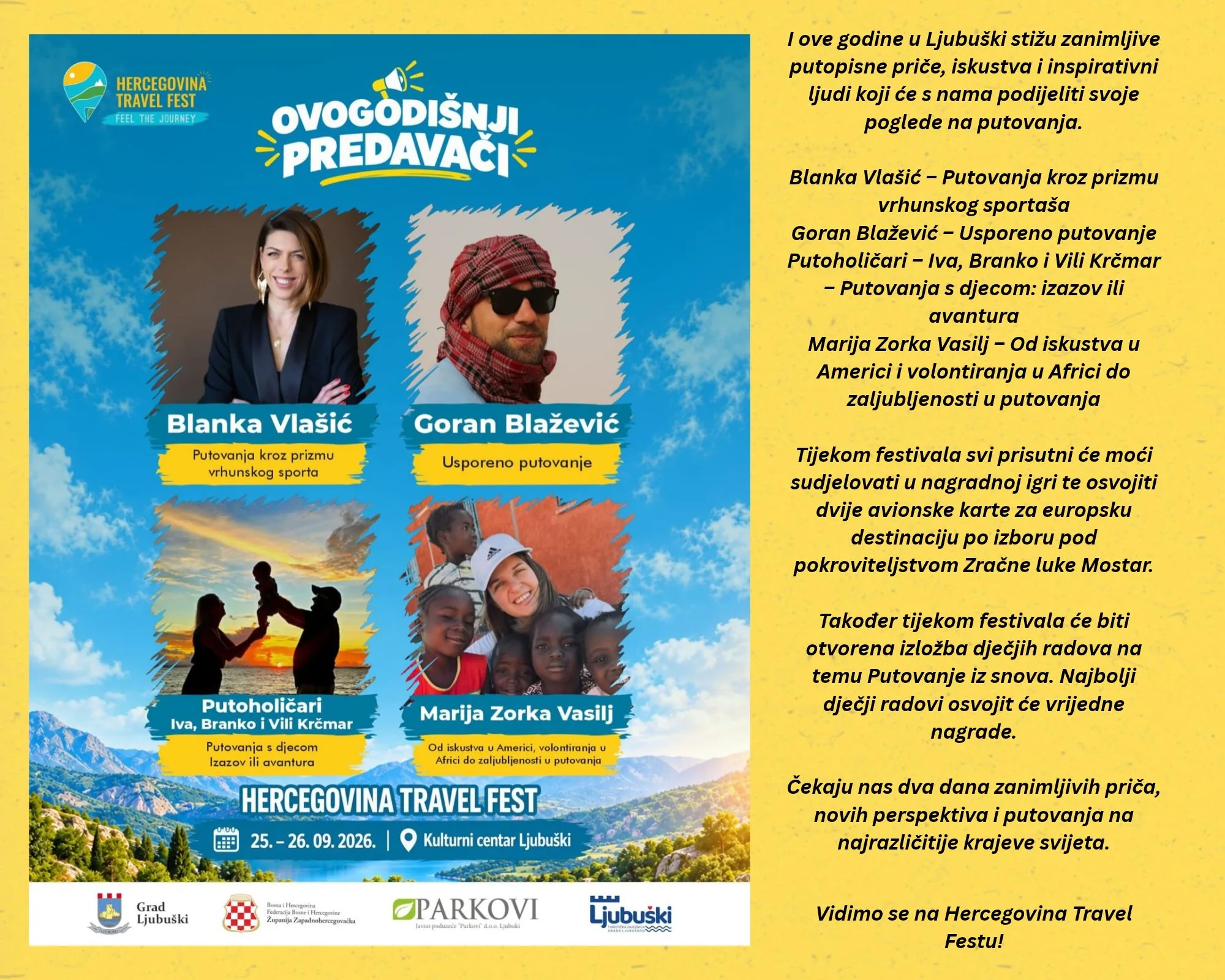 Hercegovina Travel Fest stiže u Ljubuški 25. i 26. rujna: Četiri putopisne priče, izložba i nagradna igra za posjetitelje