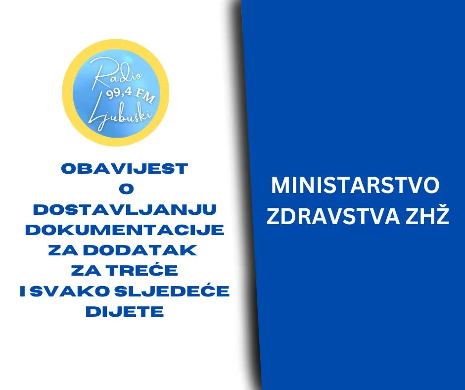 DODATAK ZA TREĆE I SVAKO SLJEDEĆE DIJETE Podsjetnik o dostavi dokumentacije za daljnje korištenje prava, rok do 30.9.2026. godine