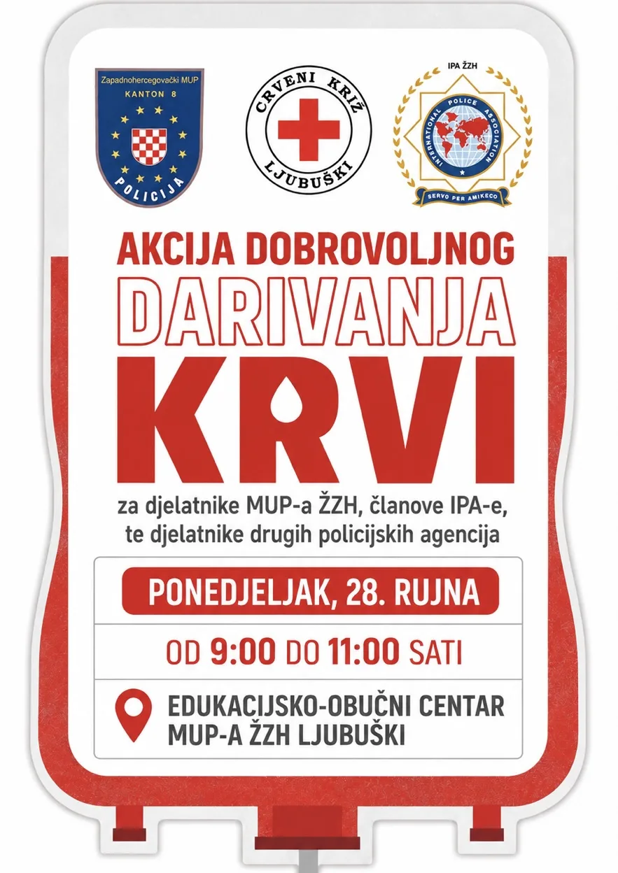 Ljubuški: U ponedjeljak akcija dobrovoljnog darivanja krvi