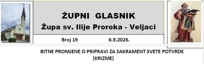 Župa sv. Ilije Proroka – Veljaci: Važne obavijesti o pripravi za sakrament svete potvrde od školske godine 2026./2027.