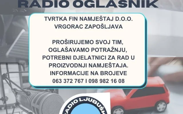 FIN namještaj Vrgorac zapošljava