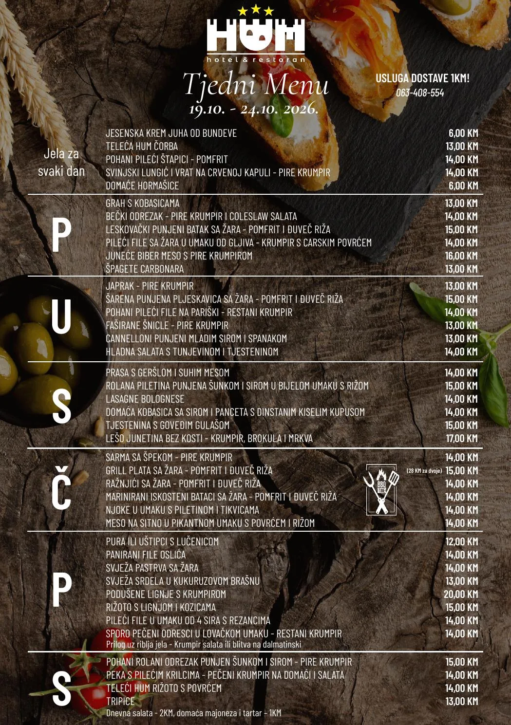 Hotel Hum: Dnevna ponuda jela