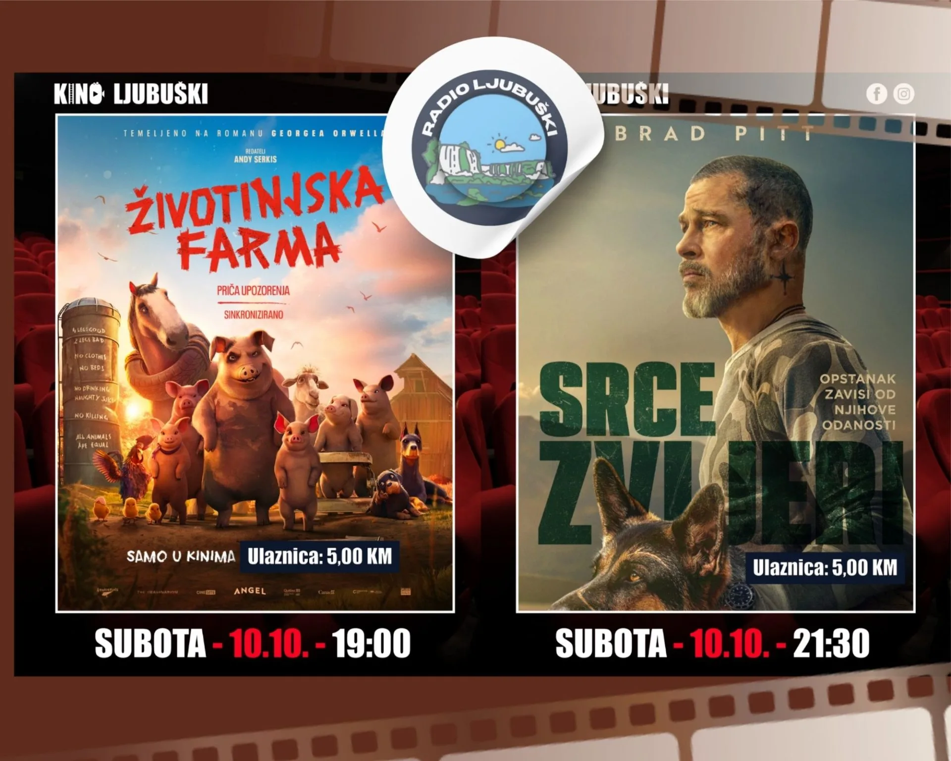 Ove subote u kinu: Životinjska farma i Srce zvijeri s Bradom Pittom
