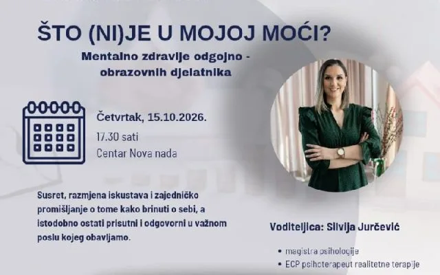 Tjedan mentalnog zdravlja u HBŽ-u: „Što (ni)je u mojoj moći?”